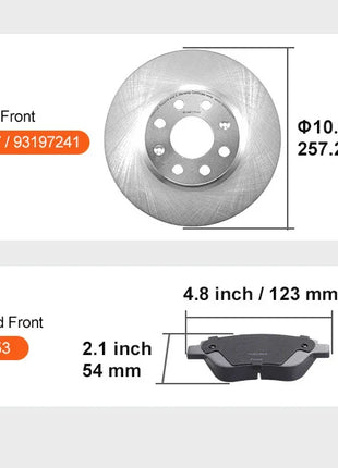 SucceBuy Kit freno anteriore Rotori freno Kit sostituzione pastiglie freno in ceramica Rotori anteriori da 257 mm per Vauxhall Adam(M13) Corsa D (S07)