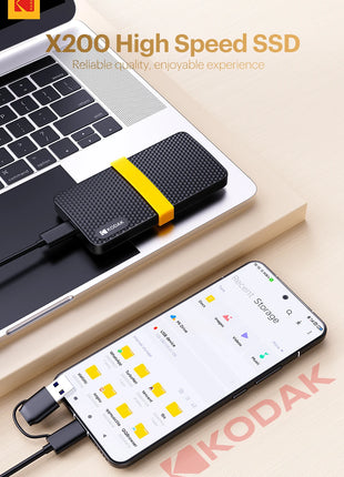 KODAK X200 Disco rigido SSD esterno USB3.1 Type-C Mini SSD portatile 256B 512GB 1TB per laptop Smartphone PS4 PC TV