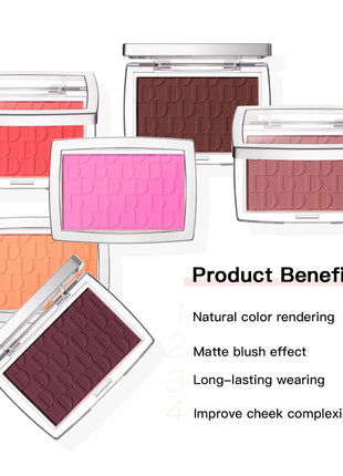 Matte Natural Cheek Tint Blush Palette Face Contouring Face Blusher Single Waterproof Matte Peach Rouge Contour Shadow Palette M - Riparo82