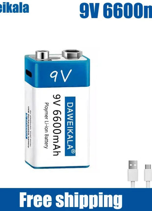 Nuova batteria ricaricabile veloce agli ioni di litio da 9 V 6600 mah Teyt-c Interfaccia USB batteria 9 V multimetro microfono al litio Giocattolo + cavo - riparo82