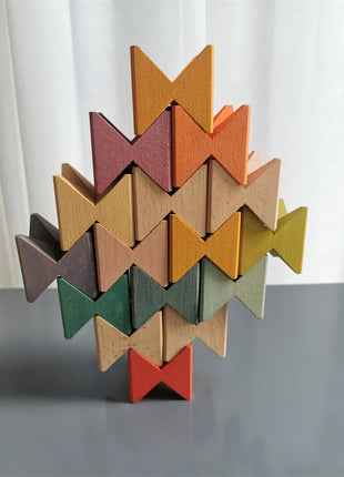 Giocattoli Montessori che costruiscono blocchi di farfalle impilabili in legno per giochi educativi per bambini - riparo82