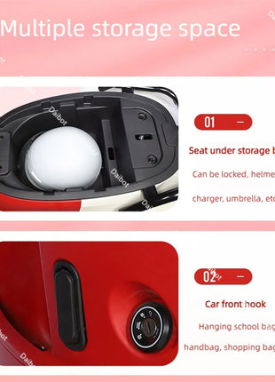 800W Pink/Grey/Red Adults 3 Wheel Electric Tricycle Small With Hidden Foldable Baby Seat/Parent Child Electric Scooter Fashion - Riparo82