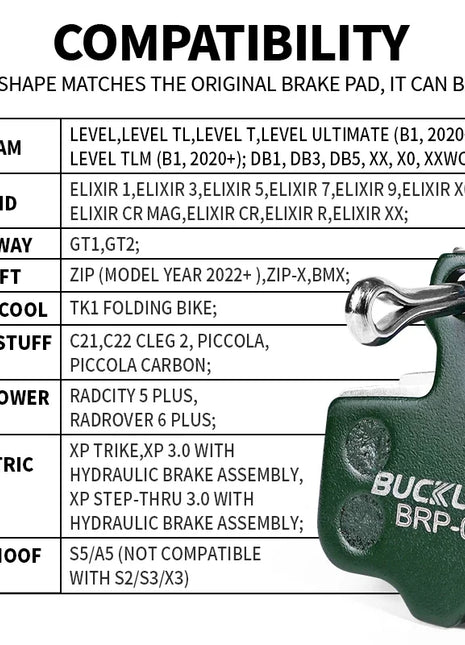 BUCKLOS Pastiglie freno a disco idraulico in ceramica per SRAM AVID ELIXIR 1/2/4/6/8/10 paia Pastiglie freno MTB Pastiglie freno a disco resistenti all'usura