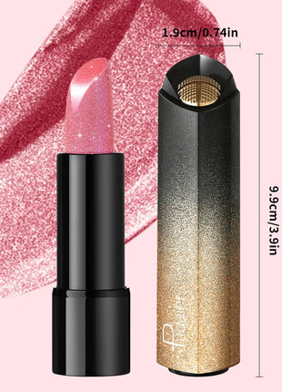 1 PC Glitter Lipstick, a pressable pearlescent lipstick, is very shiny like crushed diamond particles, smooth and long-lasting, - Riparo82
