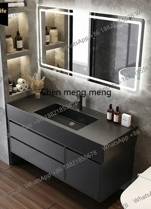 B567 Combinazione di mobili da bagno con cassetto lavabo integrato Rock Vanity Mobiletto da bagno intelligente Lavandino Lavabo Mobili