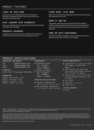 Western Digital WD 1TB 2TB P40 Game Drive SSD -500GB Fino a 2.000 MB/s, illuminazione RGB, unità a stato solido esterna portatile