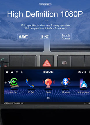 Podofo IPS 6.86''1Din Wireless Carplay Android Auto Car Radio Multimedia Video MP5 Player TouchScreen Universal Autoradio Stereo - Riparo82