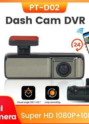 HD Dash Cam for front+in car DVR Single recording and dual recording/1K+1K mobile WiFi interconnection/24H parking monitoring - Riparo82
