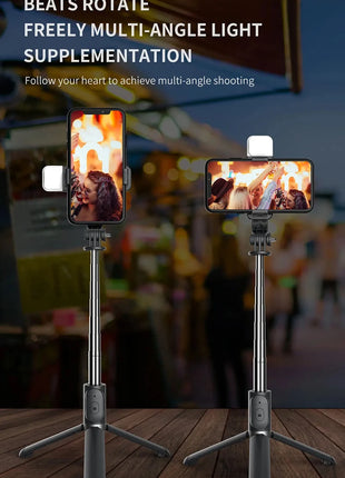 Xiaomi Selfie Stick 1045mm With Wireless Bluetooth LED Fill Light Extended Tripod With Remote Shutter For Android ios Cellphone - Riparo82