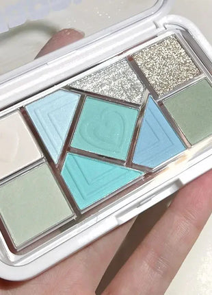 Mint diffuse pink blue small pink frame nine-color eyeshadow palette low saturation clear mint green pearl matte gentle pure des - Riparo82