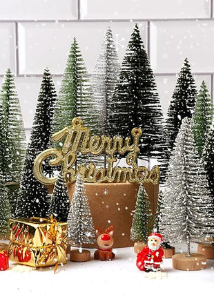 Mini alberi di Natale Dimensioni diverse Mestiere Base in legno artificiale Mini albero di Natale Natale Festa a casa Decorazione di Capodanno 2025