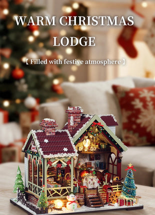 Casa calda per la notte di Natale - Kit fai da te per casa delle bambole in miniatura con carillon, decorazioni per il desktop, regalo creativo (scatola dei colori inglese)