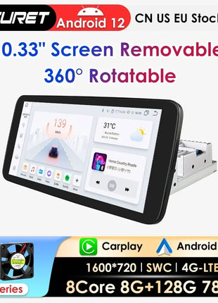 10.33inch 1 DIN Universal Android Car Radio Multimedia Video Player Rotatable Auto Touch Screen DSP Carplay Headunit WIFI 7862 - Riparo82