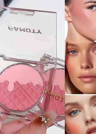 Monochrome Blush Palette, Powder Palette Multi-Colored Blush Powder Blushing Rose, Matte, Bold, Lightweight, Blends Easily