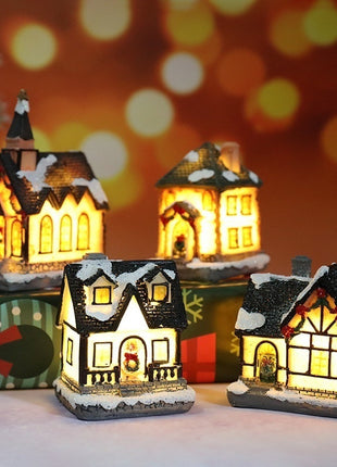 Natale Nuove decorazioni natalizie Piccola casa in resina Micro paesaggio Casa in resina Piccoli ornamenti Regali di Natale