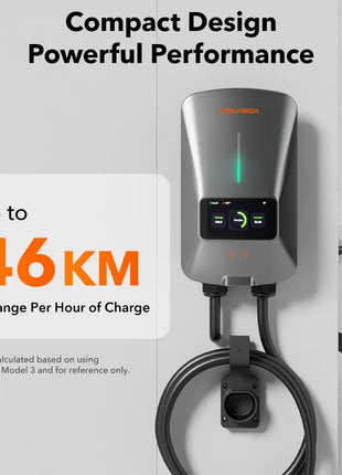 WOLFBOX EV Charging Station Type 2 7KW 32A 1 Phase Electric Vehicle Car Charger Wallbox with LCD Screen APP Control RFID Card - Riparo82