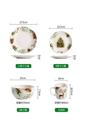 Squisita cena di Natale Piatti creativi Piatto da bistecca in ceramica Pasta sana sottosmalto Posate personalizzate Regalo Forniture da cucina - riparo82