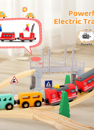 72/108 pezzi Montessori Set di treni in legno giocattolo per bambini, auto, set di treni in legno ferroviari di ingegneria regalo per ragazzi e ragazze - riparo82