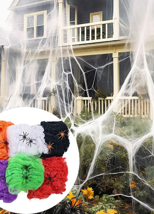 Halloween Decoration Spider Web,Artificial Spider Web,Stretchy Cobweb With Spider,Horror Gothic Haunted House Home Decor - Riparo82