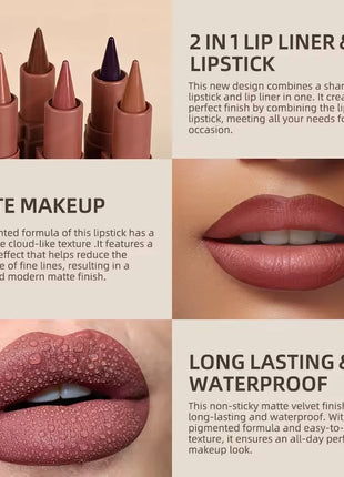 JUJU Dream Matte Velvet Gradient Lip Liner - Smooth Application For Elegant Lips, Long-Lasting Lip Pencil, Lip Lipstick Makeup - Riparo82