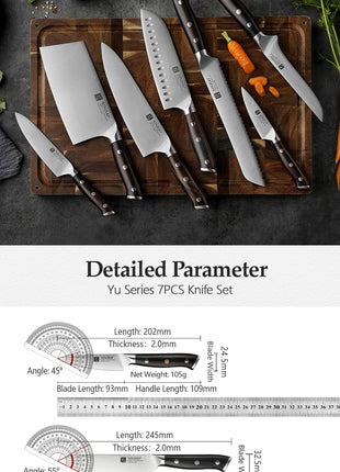 XINZUO Premium Modern 1-8PCS Din 1.4116 Stainless Steel Chef, Santoku, Utility & Paring Knife Set with Black - Riparo82