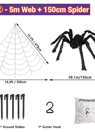 200cm Halloween Spiders Outdoor Decoration Halloween Plush Spiders Giant Spider for Indoor Outdoor Garden Party Decoration - Riparo82
