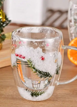 Tazze di vetro a doppia parete natalizie da 250/350 ml Set di 2 tazze per caffè espresso resistenti al calore Bevande al latte Tazze da caffè per regali di festa - riparo82