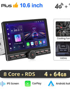 Junsun 10.6 Inch Universal Rotatable 1DIN 2DIN Car Radio Wireless CarPlay Android Auto Touch Screen Multimedia GPS autoradio - Riparo82