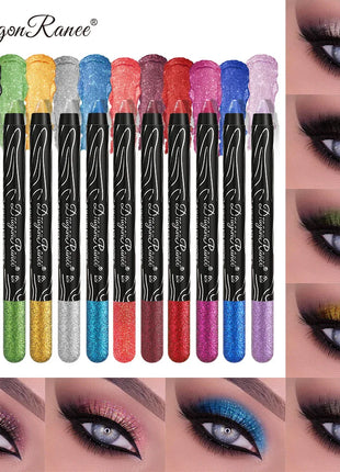 12 Colors Long-lasting Glitter Eyeshadow Pencil Pigment Blue Brown Black Eyeliner Pen Women Fashion Shimmer Eye Shadow Makeup - Riparo82