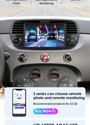 Hizpo 7 Inch 8 Core Car Radio Stereo for FIAT 500 2007-2015 GPS 2din Autoradio CarPlay Android 13 Auto Navigation Head Unit Wifi - Riparo82