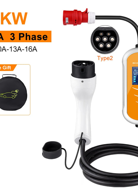 Electric Car Charger 3Phase 16A Portable Charger Type2 EVSE Charging Box Appointment time Cee Plug IEC62196 For Electric Vehicle - Riparo82