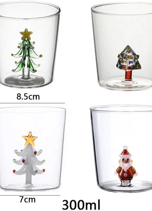 FOME Tazza di vetro creativa 1/2 pezzi Albero di Natale Caffè resistente al calore Tazza da latte Tè Tazza da caffè espresso Regali di Natale per ragazza - riparo82