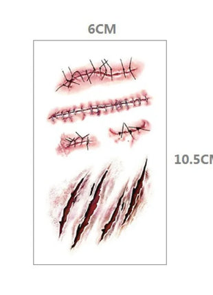 10pcs Halloween Bloody Wound Tattoo Stickers Trick Scary Waterproof Temporary Tattoo DIY Fake Tattoo Halloween Party Decoration - Riparo82