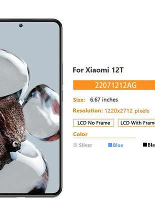 Testato al 100% 6.67 ''LCD Per Xiaomi 12T Display LCD Touch Screen Digitizer Per Xiaomi 12T 22071212AG Sostituzione Dello Schermo LCD - riparo82