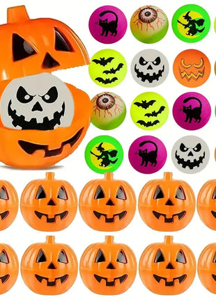 20/40Pcs Halloween Party Kids Gift Plastic Pumpkin Boxes with Glow in The Dark Bouncy Balls Trick or Treat Favors Goodie Fillers - Riparo82