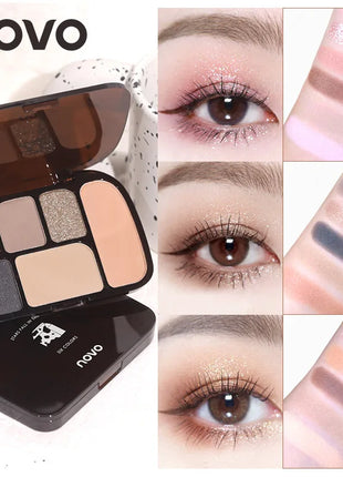 6-Color Earth Tone Eyeshadow Palette With Shimmer& Matte Finishes, Waterproof , Sweat-Resistant, Long-Wearing , Smudge-Proof - Riparo82