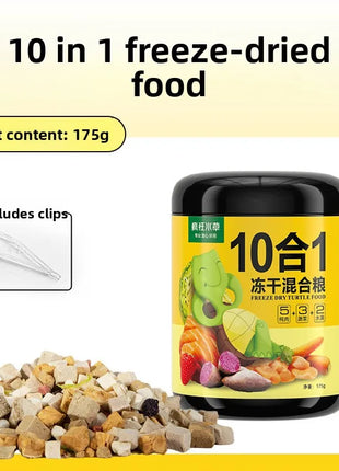 FKSC Turtle Food Mix - Freeze-Dried Shrimp/Mealworm/Fish & Chicken - Protein Rich Treat for Red-Ear Sliders & Aquatic Turtles - Riparo82