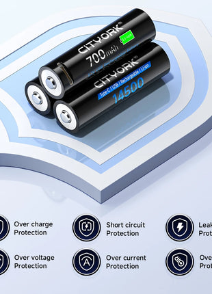 Batteria ricaricabile da dito USB 3.7V 700mAh 14500 AA con porta di ricarica rapida di tipo C per torcia a LED giocattoli lampada frontale per mouse - riparo82