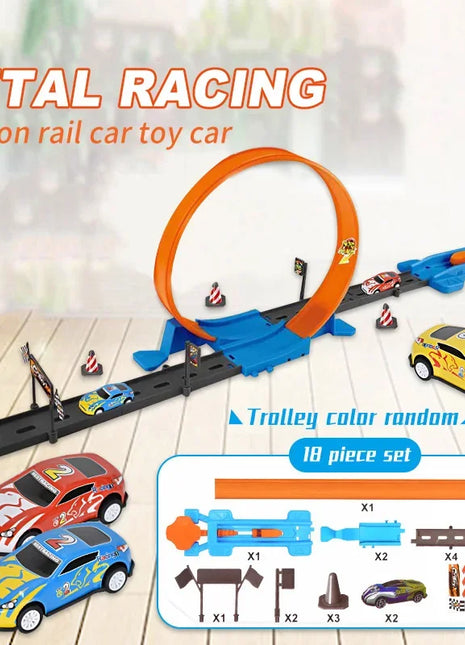 Hot Stunt Speed Car Wheels Modello Pista da corsa Kit ferroviari assemblati fai-da-te Catapulta Rail Car Racing Boy Giocattoli per bambini Regalo - riparo82