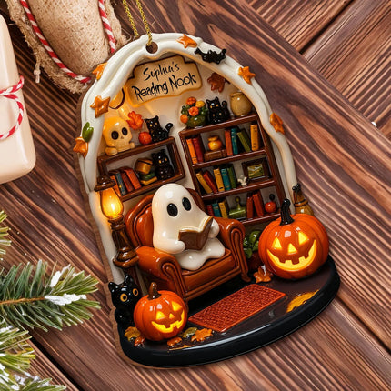 Halloween 2D Flat Acrylic Hanging Decor Creative Cute Reading Ghost Hangs Exquisite Car Pendants Decor for Holiday Gift