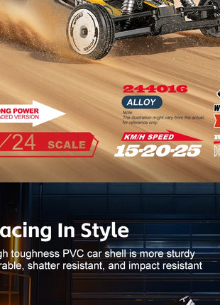 WLtoys 244016 Auto ad alta velocità, proporzionale 1:24, auto RC telecomandate di alta qualità, trazione a due ruote, giocattolo e regalo per ragazzo da corsa