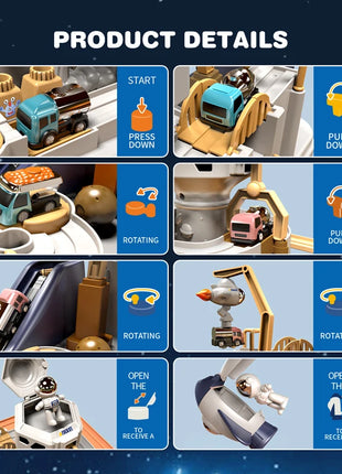 Modello di vagone da corsa Spazio Animali aerospazziali Giocattoli educativi Bambini Treno Pista Avventura Cervello Gioco interattivo meccanico - riparo82