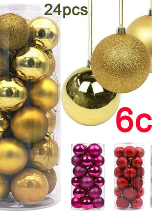 24 pezzi 6 cm grandi decorazioni con palline di Natale appese ornamenti pendenti per albero di Natale decorazioni per feste a casa di Natale 2026 accessorio di Capodanno - riparo82