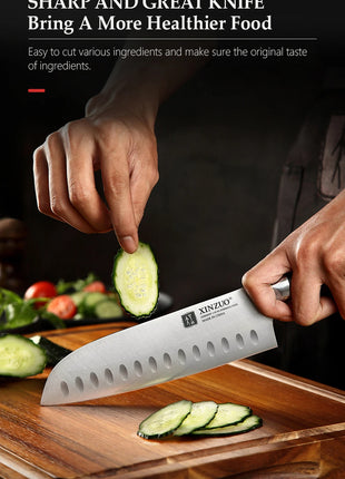 XINZUO Premium Modern 1-8PCS Din 1.4116 Stainless Steel Chef, Santoku, Utility & Paring Knife Set with Black - Riparo82