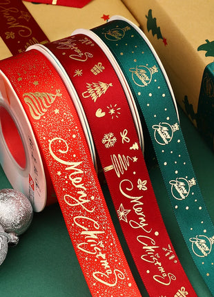 Nastro natalizio stampato da 5 metri Nastro natalizio in poliestere per design fatto a mano Decorazione natalizia Confezione regalo bouquet torta fai da te - riparo82
