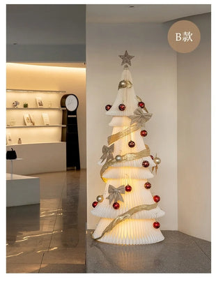Natale grande ornamento per albero di Natale 2 m di altezza pieghevole in carta bianca decorazione per albero di Natale finestra ornamento luminoso