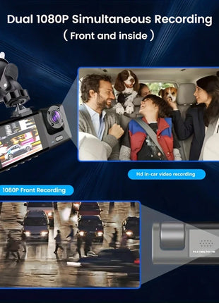 Dash Cam W/ IR Night Vision Loop Recording & 2" IPS Screen 1080P 3 Camera ， DVR recorder, video recorder, Vehicle DVR - Riparo82