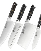 XINZUO Premium Modern 1-8PCS Din 1.4116 Stainless Steel Chef, Santoku, Utility & Paring Knife Set with Black - Riparo82