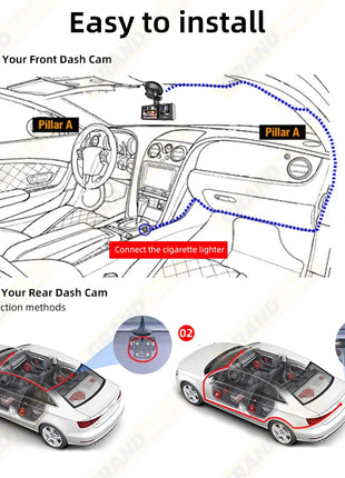 Dash Cam for Cars WIFI APP Car DVR 3 Channel Front Camera Video Recorder Rear View Camera for Vehicle Black Box Car Assecories - Riparo82