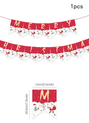 Set di stoviglie per feste di Natale da 10 pezzi Piatti e tazze di carta di Babbo Natale Bandiere natalizie appese Tovaglia Stoviglie natalizie - riparo82